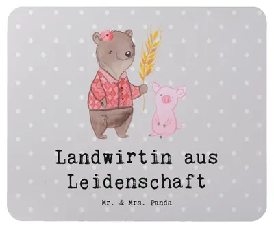 Produktbild von Mr. & Mrs. Panda Mauspad Landwirtin Leidenschaft - Grau Pastell - Geschenk, Bauernhof, laptop mousepad, Mouse Pad, Witzig, pc, Spruch, Lustig
