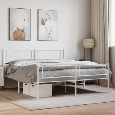 Produktbild von Möbel Bettgestell mit Kopf- und Fußteil Metall Weiß 120x200 cm - Klassische Betten 372342