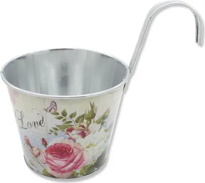 Produktbild von Metall Hängetopf - Ø 15cm x 13cm Rosen 1 Stück
