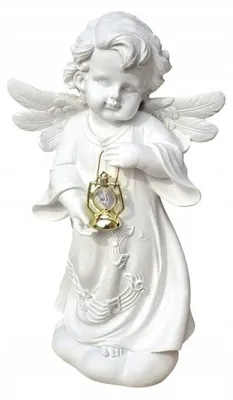 Produktbild von Art Sacrum Dekorationsfigur Engel mit LED-Laterne, weiß, 25 cm