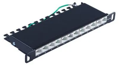 Produktbild von Slim Patchpanel Cat.6A, 12 Port 0,5HE, 10"