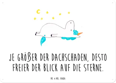 Produktbild von Mr. & Mrs. Panda wandtafel Einhorn Sternenhimmel DIN A6 - Weiß - Geschenk, Sterne, Unicorn, Schild, Wandbild, Magnetschild, Blechtafel, Türschild, Einhörner, tafel