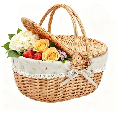 Image de Omgoods - Panier de pique-nique pour 4 personnes, comprenant couverts et couverture