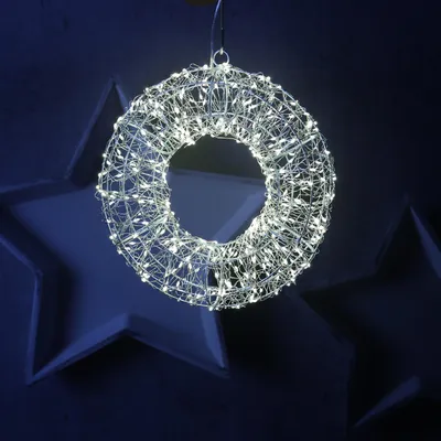 Produktbild von LED Kranz abgeflacht - Lichterkranz mit 400 warmweißen LED - D: 30cm - 8Modi/Timer - Innen/Außen
