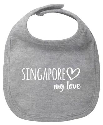 Produktbild von Huuraa Baby Lätzchen Singapore my love Heather Grey Klettverschluss  Baumwolle Latz Geschenkidee