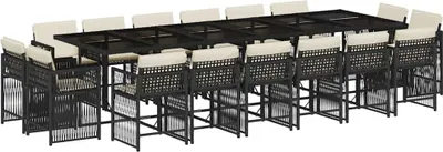 Produktbild von vidaXL 17-tlg. Garten-Essgruppe mit Kissen Schwarz Poly Rattan