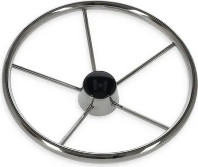 Produktbild von Bootslenkrad / Steuerrad 5 Speichen Ø 345 mm Edelstahl, Lenkrad für Boote und Schiffe