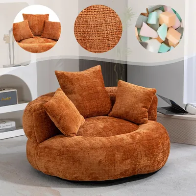 Immagine prodotto di Sweiko Lazy Sofa Durevole Comfort Lounger alto schienale beanbag sedia divano con tre cuscini per adulti e bambini, interni ed esterni, singolo gioco divano sedia per camera da letto, ufficio (arancione ciniglia)