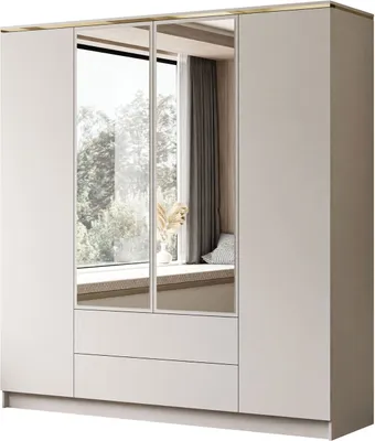 Produktbild von Kleiderschrank AURORA 4D2SZ KASCHMIR mit Schubladen mit Spiegel
