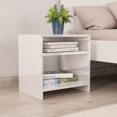 Zdjęcie produktu dla vidaXL Stolik nocny biały wysoki połysk 40x30x40 cm materiał drewnopochodny