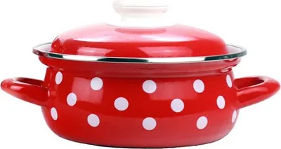 Produktbild von Belis Emaille-Kasserolle rot, weißer Punkt 16 cm, 1,4 l