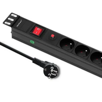 Obrázek produktu pro Zásuvka Qoltec 53995 pro RACK 19" s CB | 1U | 16A | PDU | 6xFRENCH | 2m