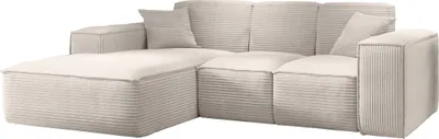 Produktbild von Kaiser Möbel Ecksofa, Eckcouch L form, Wohnzimmer Couch SIENA stoff Poso Beige Ottomane Links