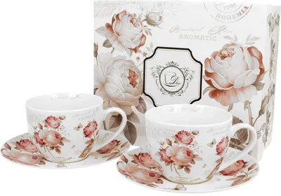 Obrázok produktu pre DUO FLORAL sada 2 šálok 280 ml SECESSION s podšálkami,  porcelán z kostnej Číny