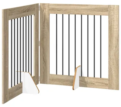 Produktbild von vidaXL Klappbares Hundetor mit Ständern 2 stk. Sonoma-Eiche 160,5 cm