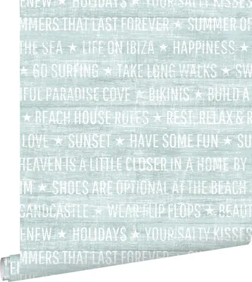 Produktbild von ESTAhome Tapete sommerliche Texte Hellgrün 53 cm x 10.05 m