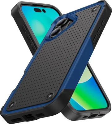 Produktbild von Für iPhone 16 Plus Hülle Militärqualität Stoßfest Hybrid 2 in 1 Hart PC Weich TPU Handyhülle Blau Schwarz