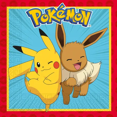 Produktbild von Servietten, 2-lagig. Pokémon, 33x33 cm, 20 Stück.