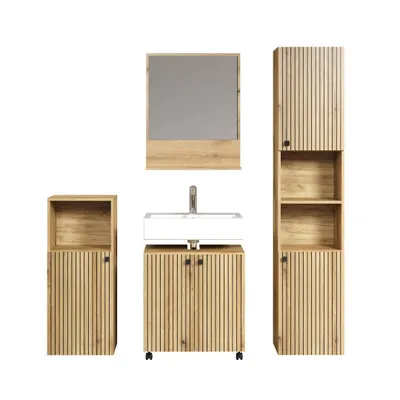 Produktbild von trendteam 4-teiliges Badset Pure Bliss Evoke Eiche Melamin B/H/T ca. 160/190/40 cm