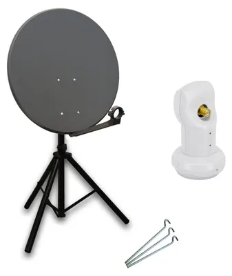 Produktbild von PremiumX Camping SAT Anlage 80cm Antenne Single LNB Dreibein Stativ