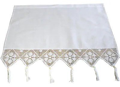 Obrázok produktu pre Záclona s čipkou, biela, bavlna, 75 x 150 cm, záclona s čipkovým lemom