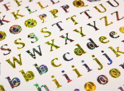Produktbild von 160 Aufkleber - Alphabet & Zahlen - Gold - Holographisch