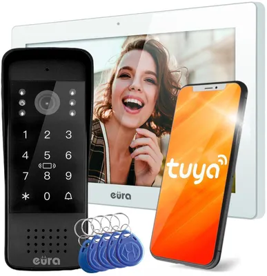Produktbild von Eura VDP-86A3 WLAN-Video-Türsprechanlage mit 10-Zoll-Monitor, Tuya, Weiß