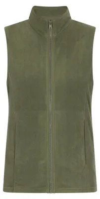 Produktbild von Damen Weste Khaki Größe M mit Stehkragen und praktischen Reißverschlusstaschen