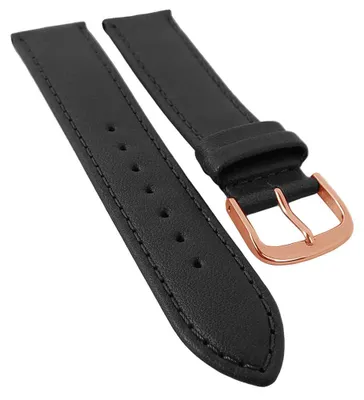 Produktbild von Taurus XL Uhrenarmband | Kalbsleder schwarz, Herren Überlänge 30175, Stegbreite:20mm, Schließe:Roséfarben