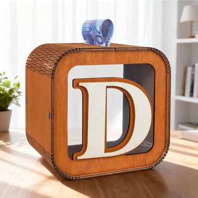 Produktbild von Personalisierte Spardose für Kinder, Spardose aus Holz mit dem Alphabet A-Z, kreative große Spardose als Geschenk für Jungen, Mädchen, Erwachsene oder zum Geburtstag.