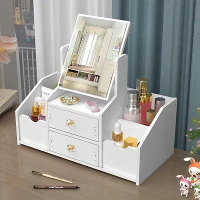 Produktbild von Schminktisch - Organizer für Schminken und Schmuck - Mit Schubladen und Spiegel für das Schlafzimmer