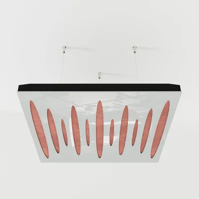 Produktbild von 2er-Pack – Abgehängtes Decken-Akustikpaneel mit Samtstoff und Befestigungsset|50x50x5cm|Schallabsorption |[PULSAR -Weißer Kunststoff|Rosa]