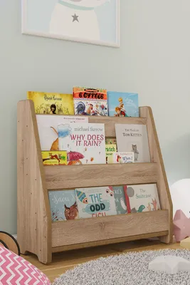 Produktbild von ZEO WOOD Kinder Bücherregal, stehendes Bücherregal fürs Kinderzimmer, Holzoptiknes Montessori Bücherregal für Bücher und Spielzeug