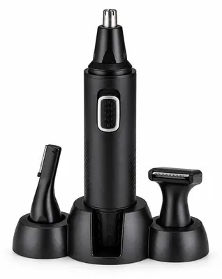 Produktbild von Elektrischer Nasenhaarschneider Herren, 3-in-1 Trimmer für Nasenhaare, Ohrenhaare und Gesicht, wiederaufladbar, 500 mAh, Schwarz-Silber