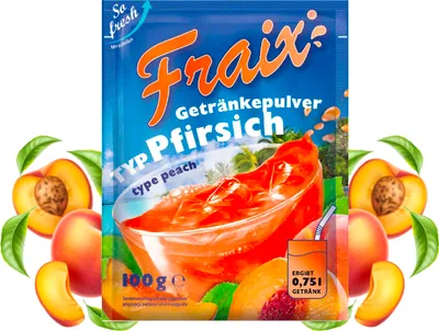 Produktbild von FRAIX Getränkepulver Pfirsich, 25er Pack (25 x 100g) Vorteilspack, Peach Geschmack Instant Pulver