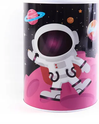 Produktbild von Weltraum Spardose Metall Einweg - Große Sparbüchse Kinder 16cm - Nicht zu öffnen