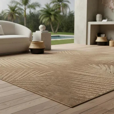 Produktbild von Outdoor Teppich Jute-Optik Wetterfest Waschbar Strapazierfähig | Braun 120x170 cm Balkon Terrasse Fußbodenheizung | ARLBERG – Kadima Design