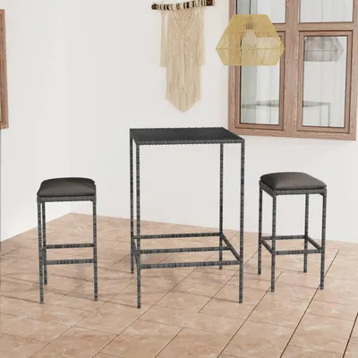 Image de Ensemble salon de jardin "Jaebetz" en rotin PE, acier gris. Dimensions (L/H/P) 38x76x38 cm