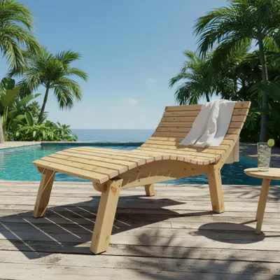 Produktbild von Gartenliege Relaxliege "Liege-Franzi" (Lärche) Breite 120cm Einstiegshöhe 60cm mit Füßen
