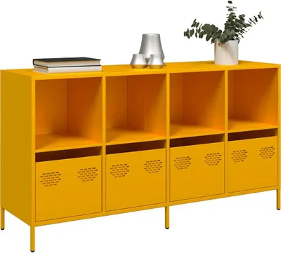Image de Maison Exclusive - Buffet jaune moutarde 135x39x73,5 cm acier laminé à froid
