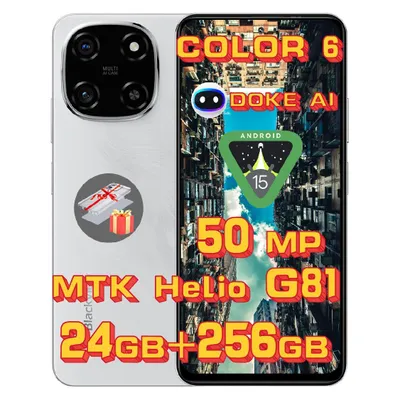 Obrázek produktu pro Blackview Color 6 Handy 24GB+256GB/2TBTF, Octa Core,Super PD 50MP Doke AI Fotoalbum,Android 15 Smartphone ohne vertrag, 6,67",5000mAh,18W,Dual SIM