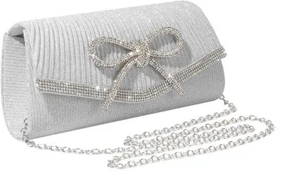 Produktbild von Glitzernde Clutch Tasche schwarz silber Damen Abendtasche mit Kette