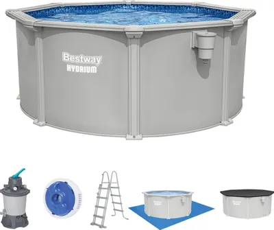 Produktbild von Bestway® Hydrium™ Stahlwandpool Komplett-Set mit Sandfilteranlage Ø 305 x 122 cm, granitgrau, rund