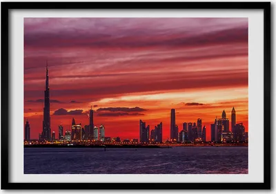 Produktbild von Bild - Bilderrahmen - 100 cm x 70 cm - MDF - Rahmen - Foto - Wandkunst Sonnenuntergang Dubai