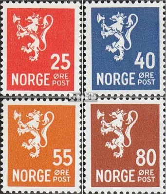 Produktbild von Briefmarken Norwegen 1946 Mi 319-322 (kompl.Ausg.) gestempelt Freimarken: Wappenlöwe