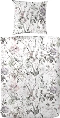 Produktbild von Primera Mako-Satin Bettwäsche 155x220 Blumenmeer flieder beige 243221-88