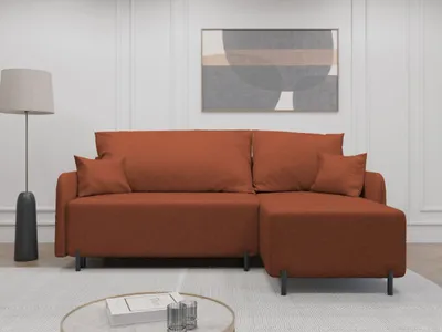 Produktbild von FurniDe24 Ecksofa L-Form Malmo - Ecksofa mit Schlaffunktion, Bettkasten - Moderne Ecksofa, Wohnzimmer Sofa - Eckcouch Terrakotta (Gerra 25)