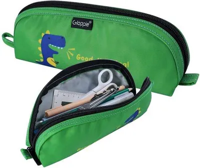 Produktbild von Schüleretui für Jungen, grün, 30 Stifte, waschbar, Dino