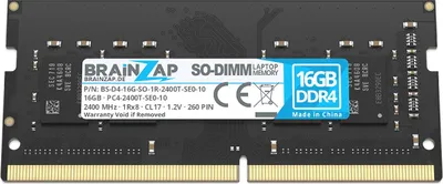 Zdjęcie produktu dla BRAINZAP 16GB DDR4 2400MHz PC4-2400T-SE0-10 SO-DIMM CL17 1Rx8 1.2V, pamięć RAM bez bufora, nie-ECC, dla laptopów i notebooków. Moduł pamięci