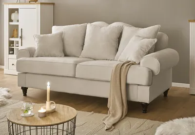 Produktbild von Sofa "Adelina" in beige Landhaus Couch 3-Sitzer 200 cm